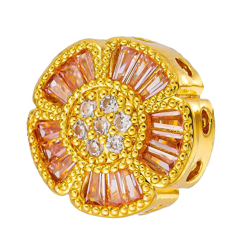 Antiguo método oro goteando aceite azul quemado colgante cuentas Dios de la riqueza atrapador de sueños flor cuentas de tambor accesorios de bricolaje joyería de transferencia