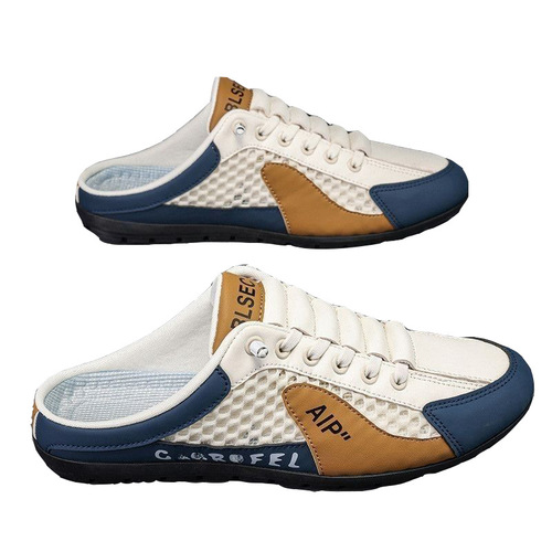 Hohhot half-wrap men's 2024 summer new mesh breathable slip-on casual shoes stylish and versatile breathable mesh shoes