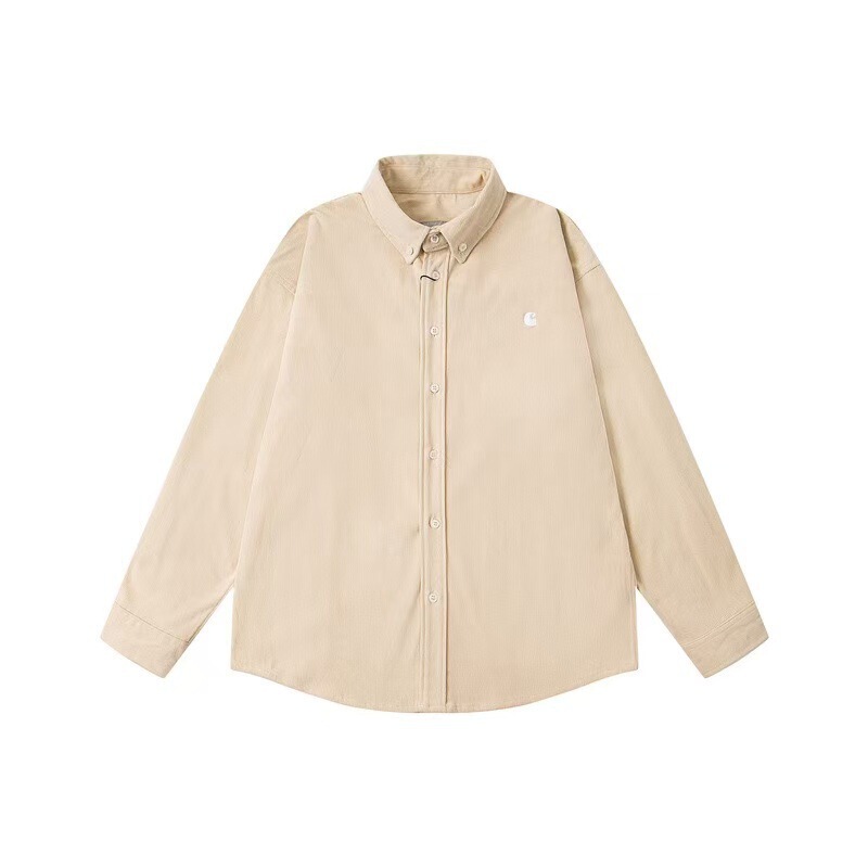Carhartt Foreign Trade Trendy Brand 2025 New Classic Logo Embroidered Corduroy Solid Color Casual Versatile Long-Sleeve Shirt