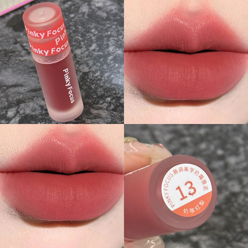 PinkyFocus粉雾哑光奶霜唇泥26色唇釉丝绒显色持久口红跨境唇彩女|undefined