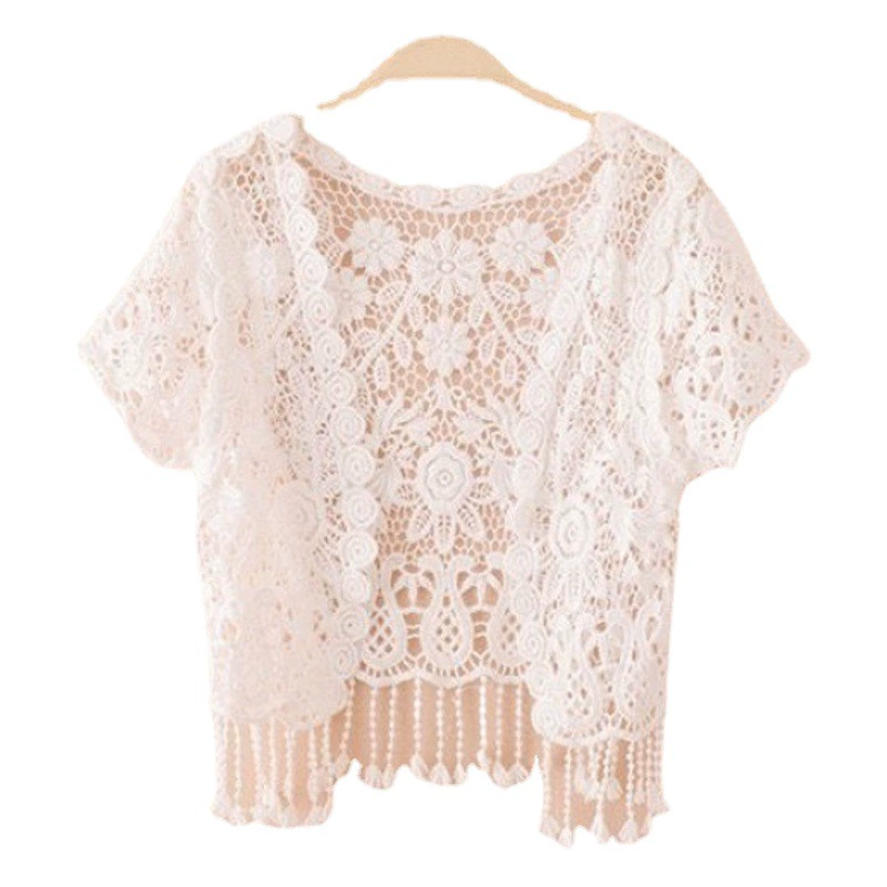 Кружевное маленькое пальто с шалью, Летняя короткая верхняя одежда, тонкий кардиган, Солнцезащитная одежда, Женский Универсальный жилет с юбкой-слингами