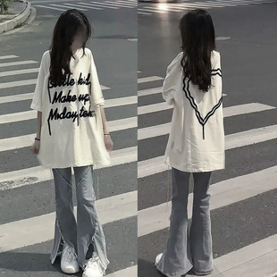 100% Non-Pilling New Summer American-Style Printed Short-Sleeve T-Shirt for Female Students, Korean Version, Loose and Versatile Top, Trendy on Instagram
