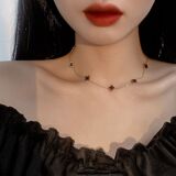 Золотое модное ожерелье из нержавеющей стали, золото 750 пробы, четырехлистный клевер, простой и элегантный дизайн