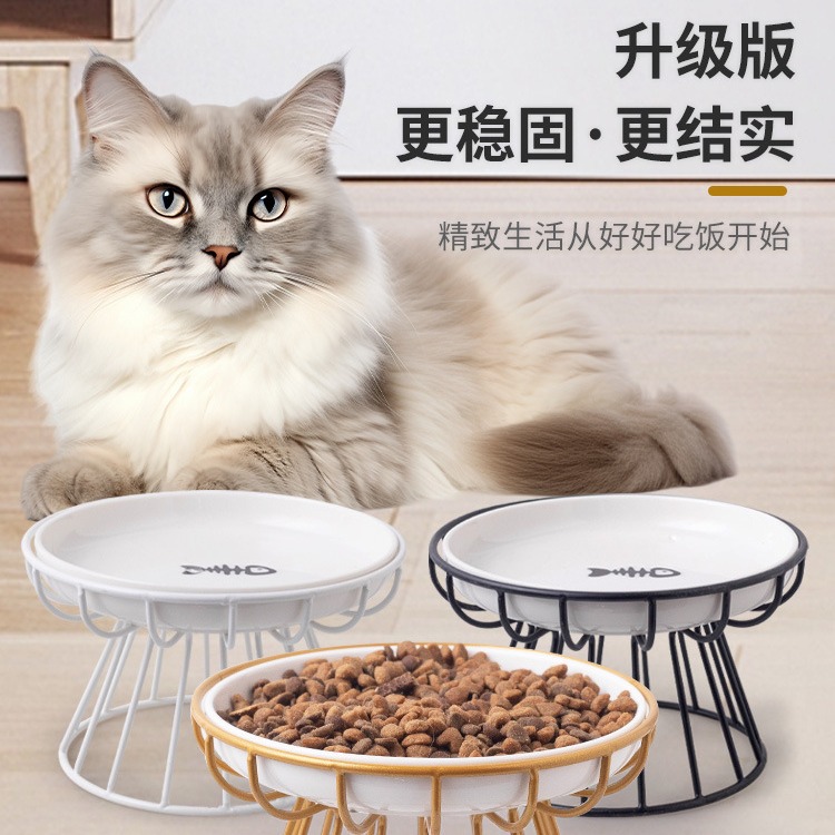 Cuenco de cerámica para mascotas transfronteriza Cuenco de gato nórdico Cuenco de cerámica para gatos Tazón de comida para gatos Placa de conservas Placa de protección contra golpes