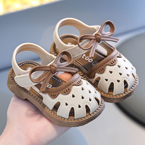 Baby Girl Summer Sandals, Plastic Waterproof Soft Sole Anti-Slip Toddler Sandals for 1-2-3 Year Olds