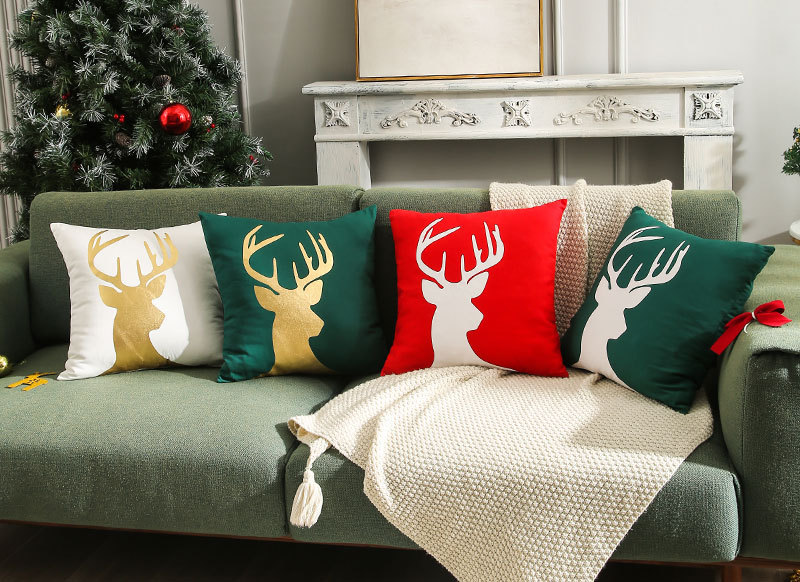 Fashion Christmas Tree Elk Short Plush Pillow Cases display picture 5