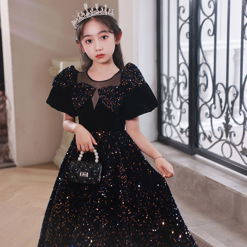 Girls Elegant Princess Evening Dress for Birthday Party Piano Recital And Host Performance Kids' Gown_voghion.com