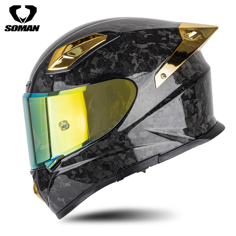 SOMAN Casco de carreras de fibra de carbono Motocicleta para hombres y mujeres a la conducción Motocicleta personalizada Casco para correr profesional Four Seasons Casco integral X8