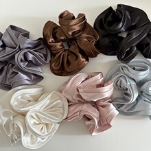 韩版网红珠光缎面重磅花苞大肠发圈高级感扎低马尾头花丸子头发饰