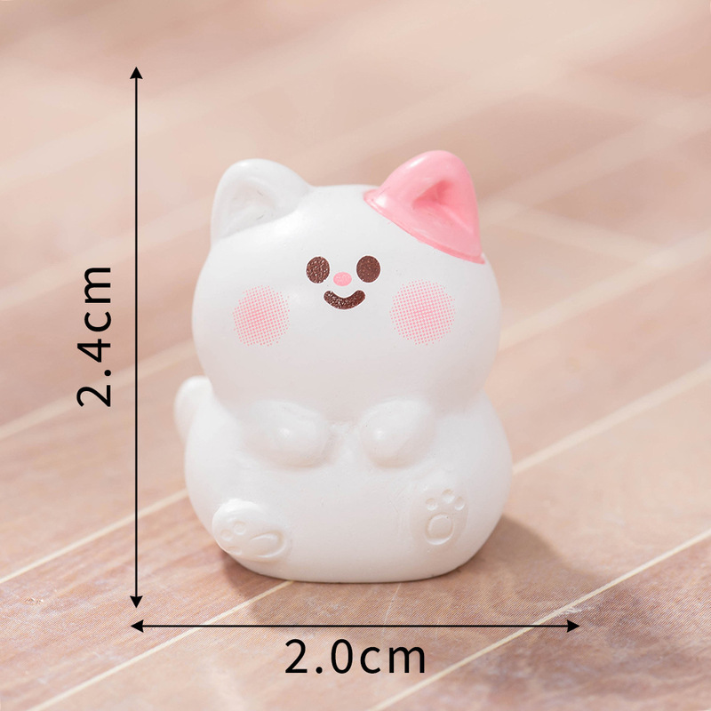 微景观创意可爱粉耳小猫公仔萌粒diy装饰品盲袋配件桌面汽车摆件|undefined