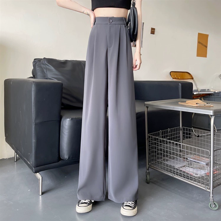 Suit Trousers — High-Waist Loose Straight, Korean Style, Spring–Summer, Sizes S–XXL