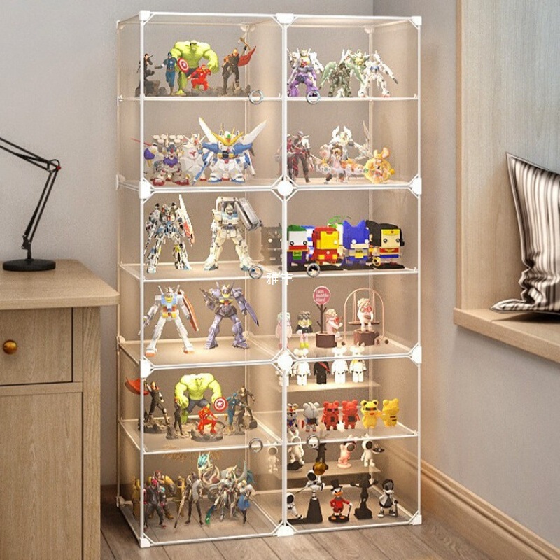 Hand-Made Display Cabinet Lego Building Blocks Transparent Storage Box Household Imitation Acrylic Toy Dust-Proof Model Display Shelf