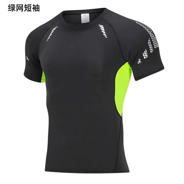 Black black and green short sleeves