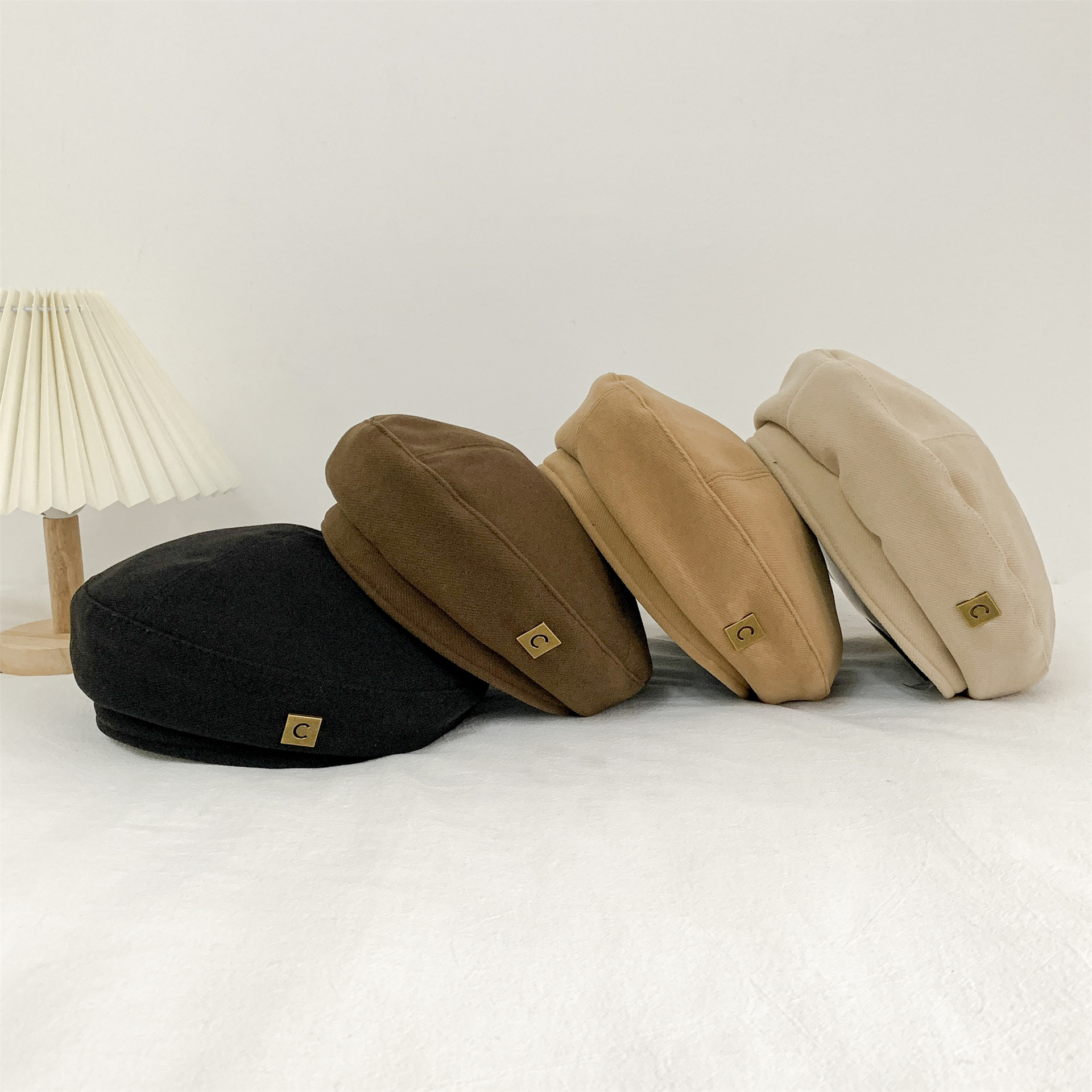 New Flower Bud hat for women in autumn and winter, made of cotton, ins Korean style, trendy and fashionable, metal label C hat, directly supplied by the manufacturer pic 1