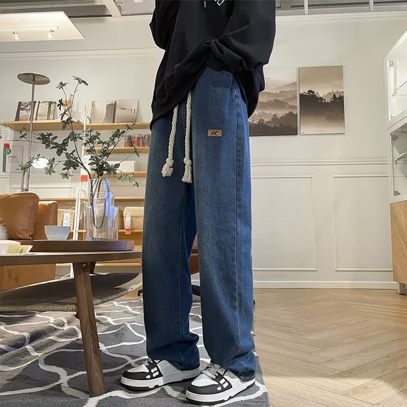 Hong Kong tendencia masculina verano nuevo 2026 personalidad letras vaqueros de estilo image 8