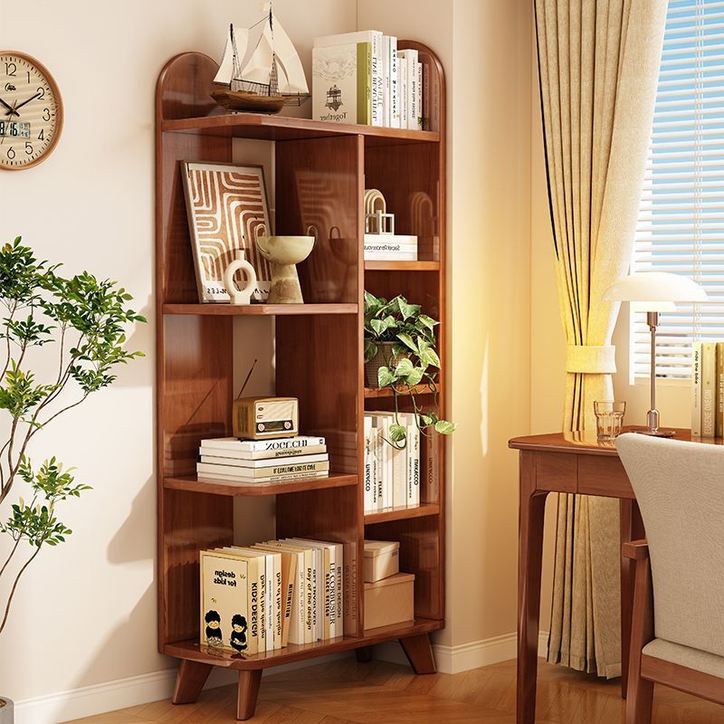 All Solid Wood Storage Rack Living Room Wall Corner Bookcase Floor-Standing Bookshelf Bedroom Corner Storage Rack Corner Storage Cabinet