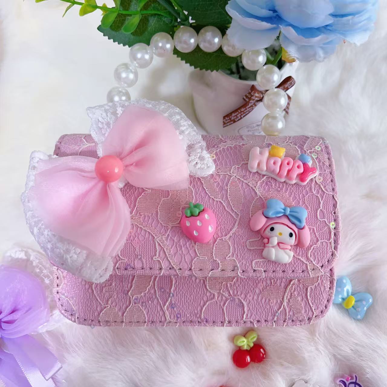 Bagos de hombro para niños primavera y verano frescos bolsos de perlas para niñas Aisha pequeña princesa bolsos de mochila de estilo extranjero