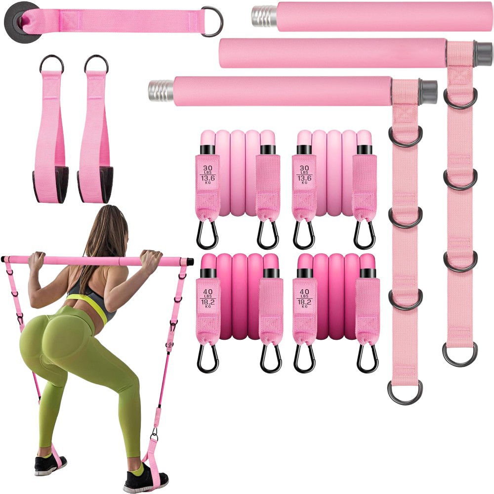 Cross-Border New Adjustable Pilates Bar Set Men's and Women's Fitness Equipment 3-Section Bar Squat Yoga Fitness Training