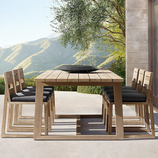 Outdoor Teak Sofa Anti-Corrosion Solid Wood Sun Room Waterproof Sun Protection Outdoor Garden Courtyard Leisure Furniture Combination