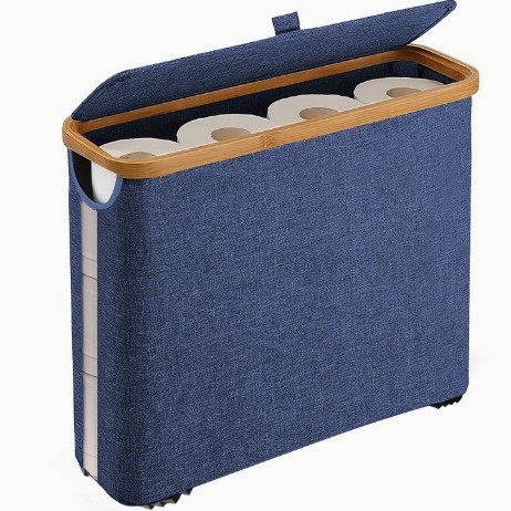Cesta transfronteriza de artículos diversos y ropa sucia con tapa, cesta de almacenamiento de tela Oxford de bambú reciclada plegable, hogar con bolsa interior, caja de botella