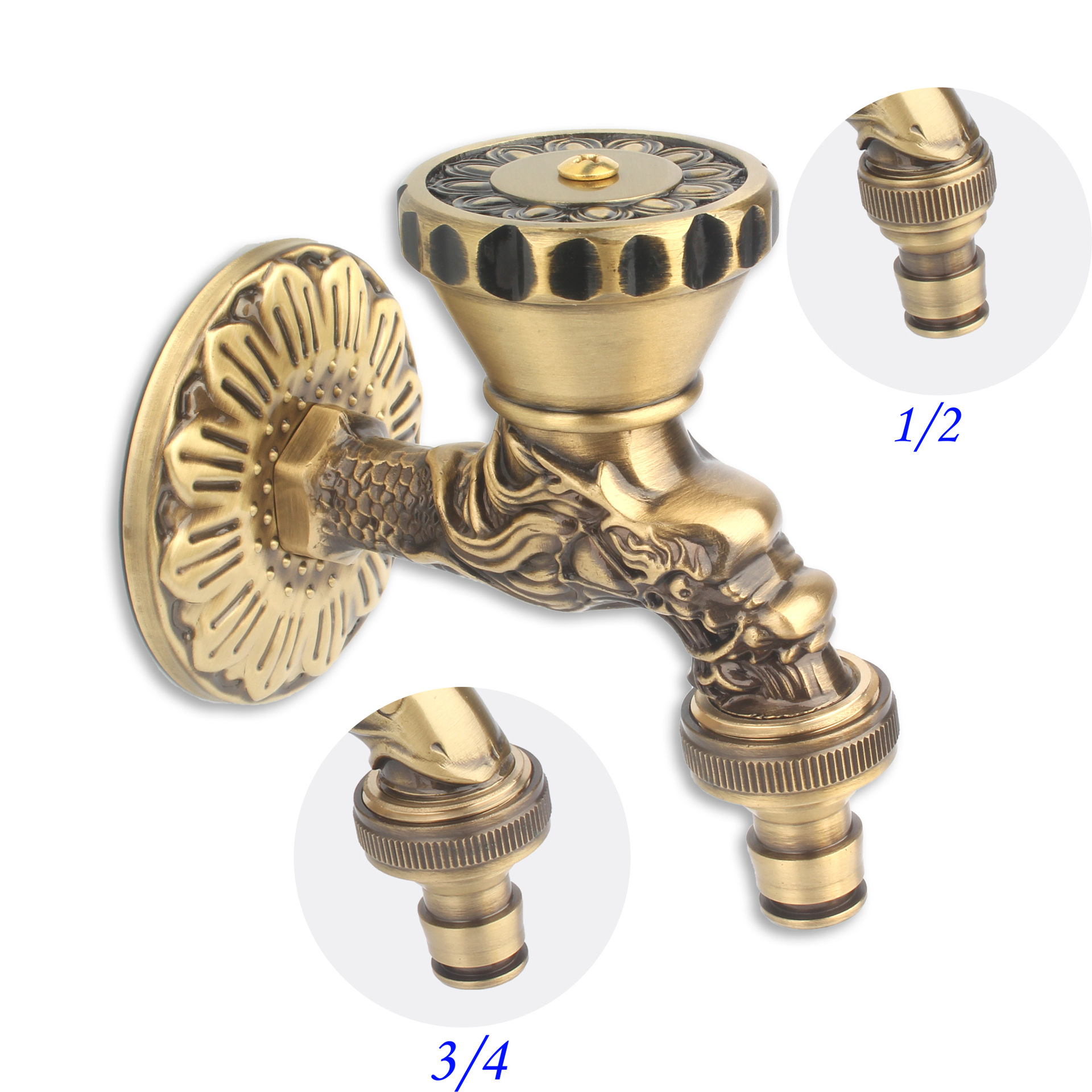Cross-camera Amazon brass European antique carved single cold faucet faucet, bathroom faucet, washing machine, garden Application Scenario