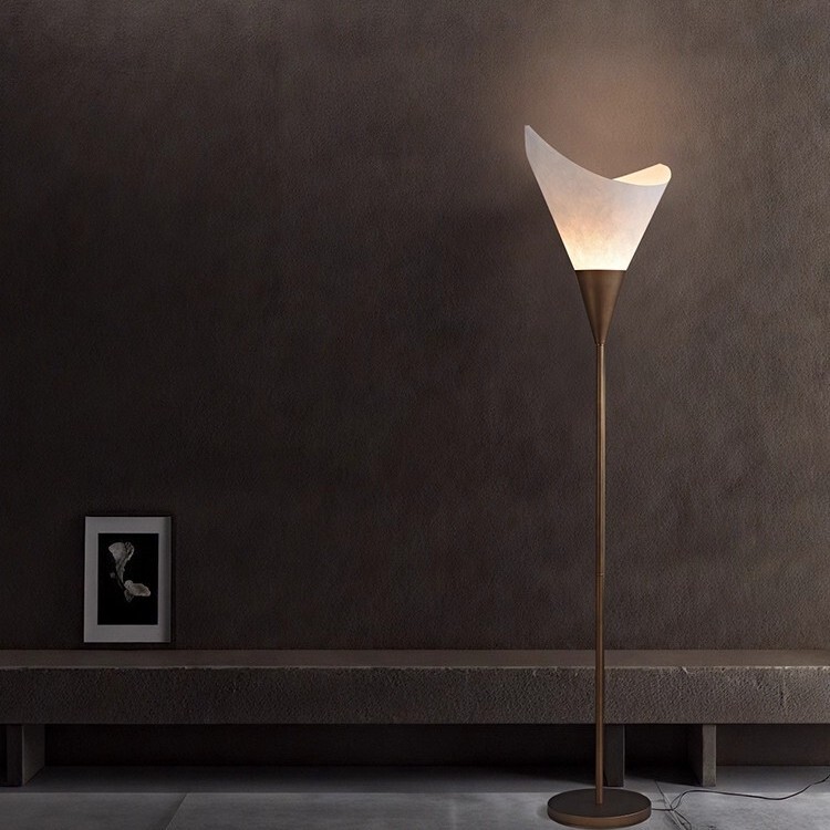 Replica Scroll Calla Lily Floor Lamp Designer Calla Normcore Flower Shape Parchment Italian Lamp