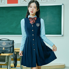 新款幼儿园教师园服工作服时尚学院风jk制服幼师职业装风衣连衣裙