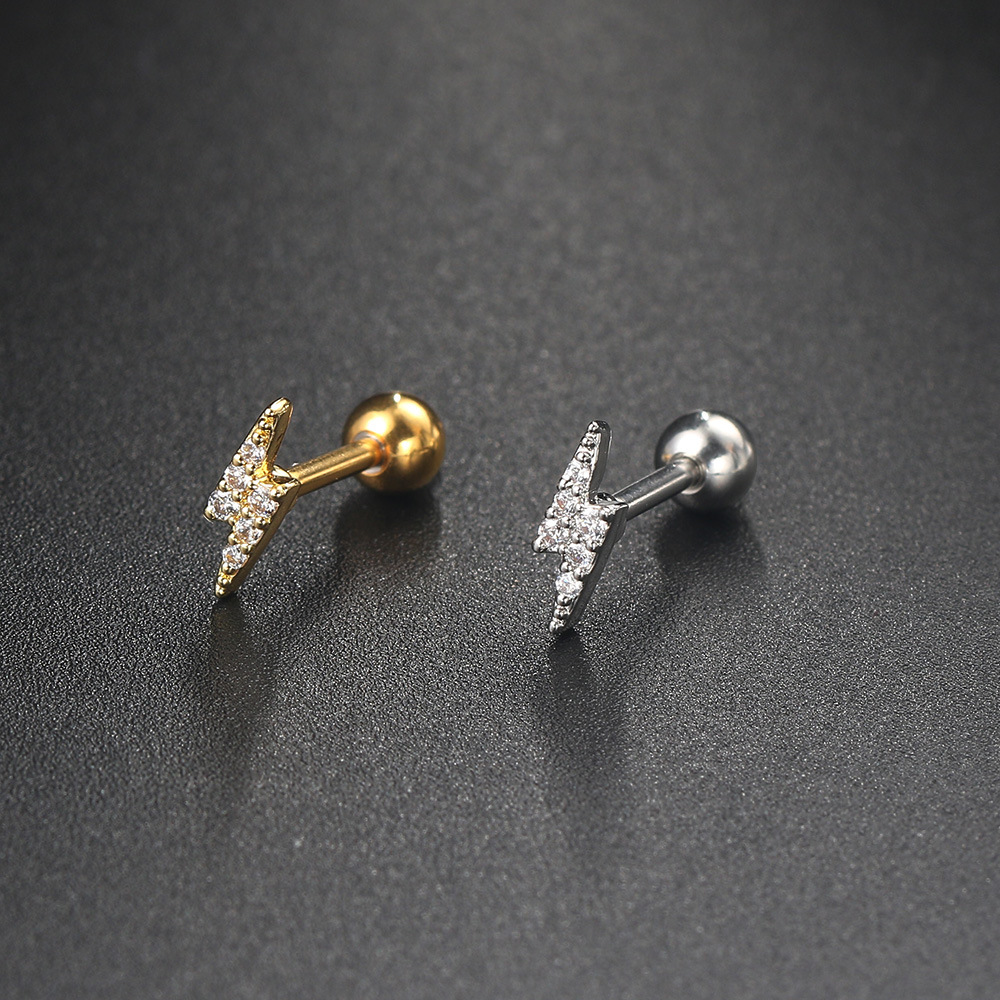 5g Weight 18K Real Gold Plated, Platinum Plated Plating Material Zircon Inlay Material Ear Cartilage Rings & Studs Piercing Type 1 Piece Quantity Daily Occasion Copper Material Devil's Eye, Lightning Pattern Unisex Gender Casual, Simple Style Style Plating Craft 1 Piece Ear Cartilage Rings & Studs Casual Simple Style Devil's Eye Lightning Copper Plating Zircon Ear Cartilage Rings & Studs 8