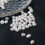 天然淡水珍珠无暇白色米形半孔散珠批发项链材料饰品配件厂家批发