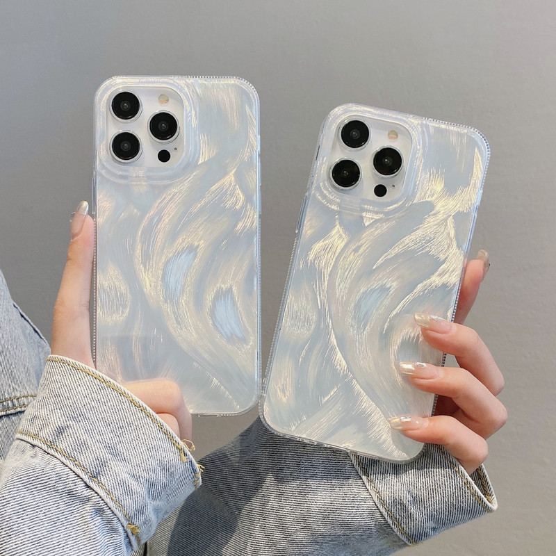 Suitable for Apple 17Pro Laser Feather Mesh Case Protective Cover Iphone14 Silver Hard Case X 16 Soft Edge Phone Case