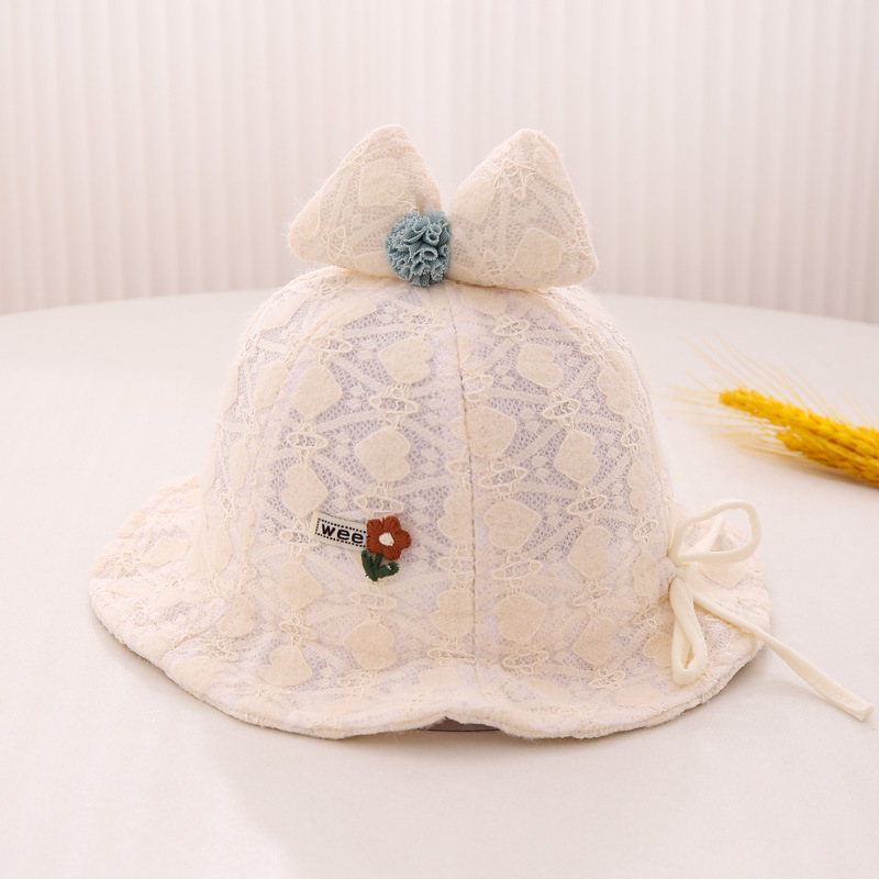 Sombreros para bebés otoño invierno pescador arco bebés gorra de encaje princesa mujer tesoro sombrero de primavera y otoño