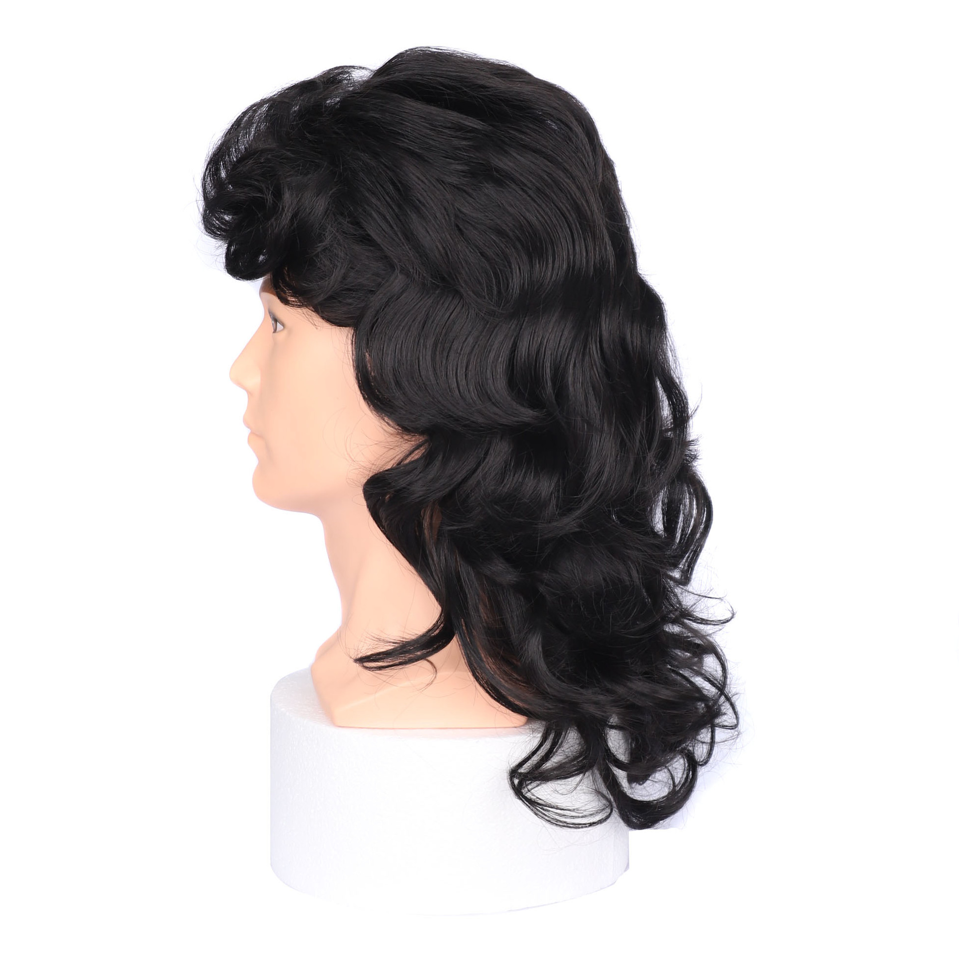 Perucă sintetică personalizată și la modă cu bandă de susținere, lungime medie, păr creț, bandă de susținere_voghion.com