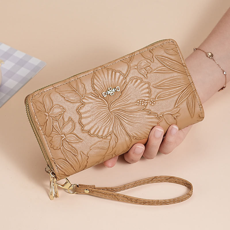 Bolso de mujer, bolso de mano retro relieve PU con cremallera, bolso multifuncional de mujer de alto nivel.