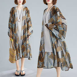 实拍印花披肩薄款海边度假沙滩衣长款外搭开衫