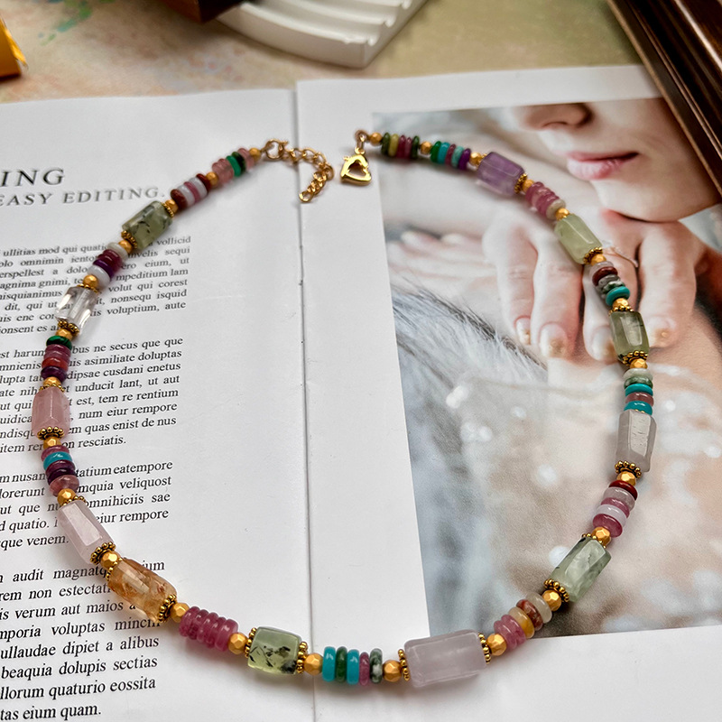Round Pattern Simple Style Round Imitation Pearl Natural Stone Beaded Women's Bracelets Necklace