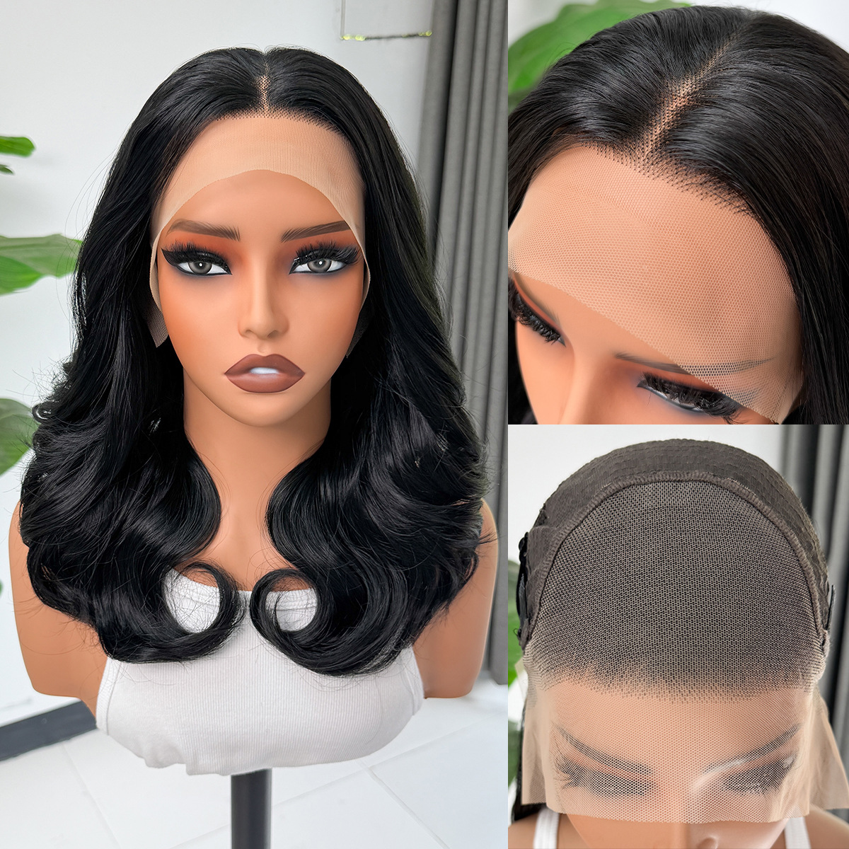 Peluca de Encaje Frontal Complete 13x4 de Fibra Sintética Tejida a Mano para Mujeres image 71