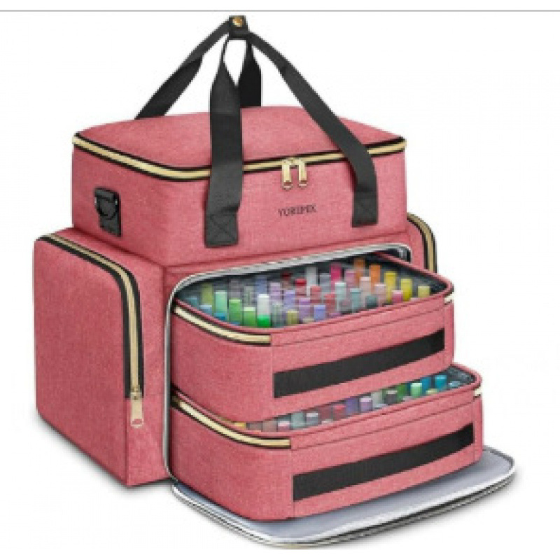 Nueva caja de almacenamiento de esmalte de uñas de doble capa, bolsa de acabado de esmalte de uñas con 2 bolsas extraíbles y kit de herramientas