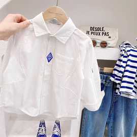批发春秋新款男童学院风韩版长袖宝宝衬衫新品休闲百搭上衣衬衣潮