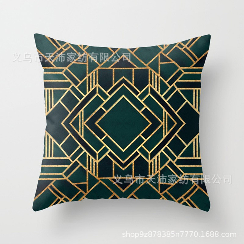 Funda de almohada personalizada con logotipo corporativo, funda de cojín geométrica de Amazon, terciopelo piel de melocotón, cojín para sofá de sala de estar, moderno y minimalista