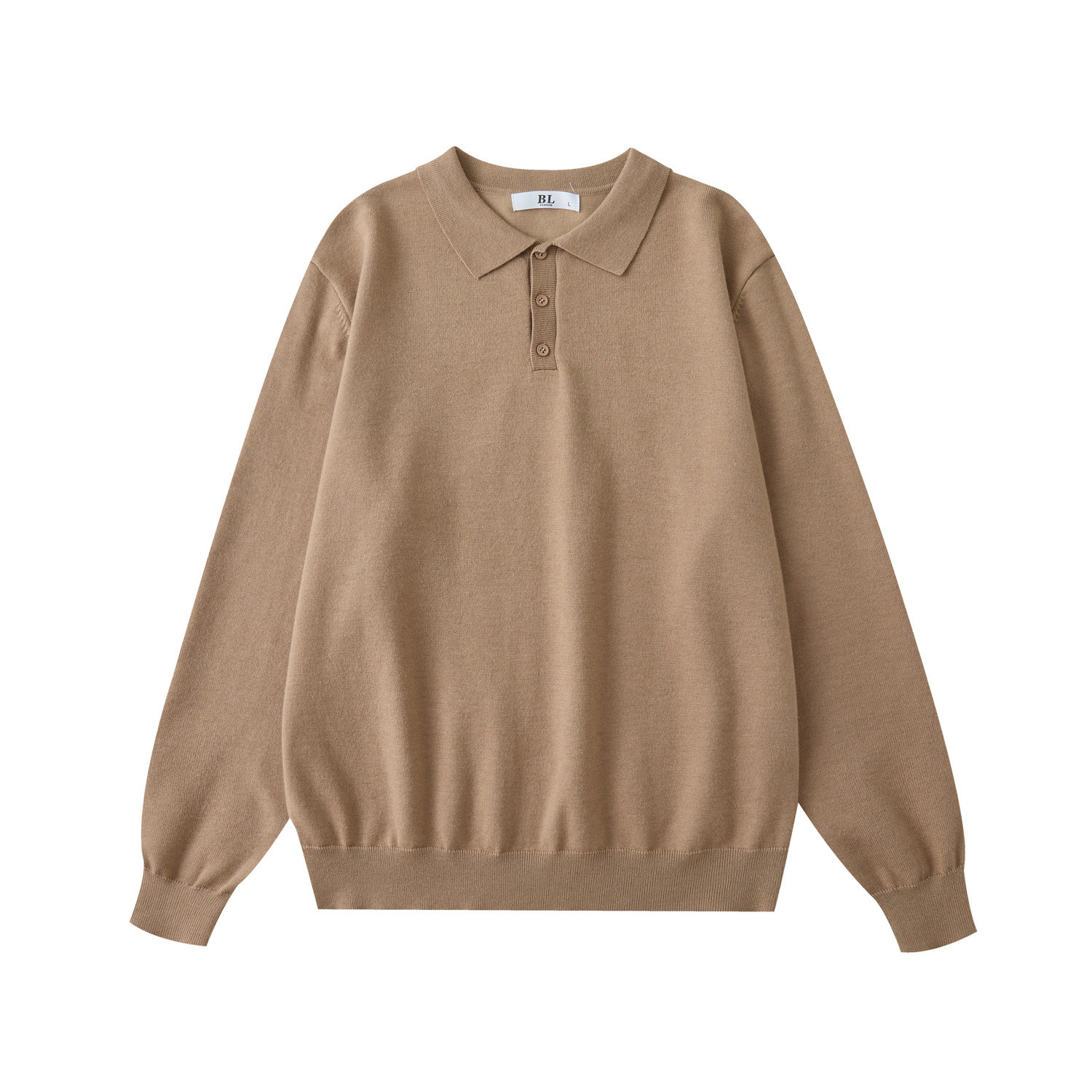 Men's Khaki Floral Yarn Simple Polo Collar Sweater Knitwear Men's 25 Spring New Japanese Style New Ins