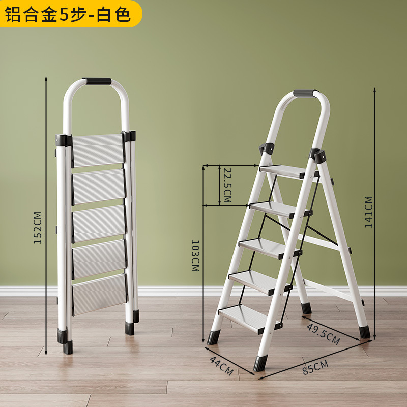 Escalera en espiga móvil multifuncional Escalera telescópica Escalera de cuatro pasos Escalera interior Escalera plegable doméstica Acero grueso
