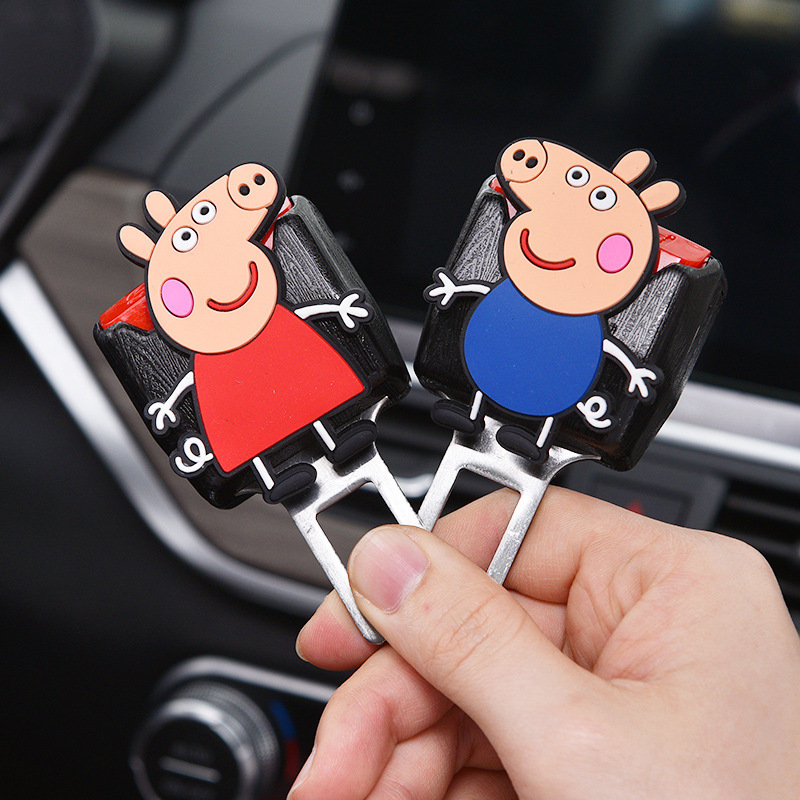 Cute cartoon car silent buckle alloy PVC seat belt insert car accessories interior safety buckle