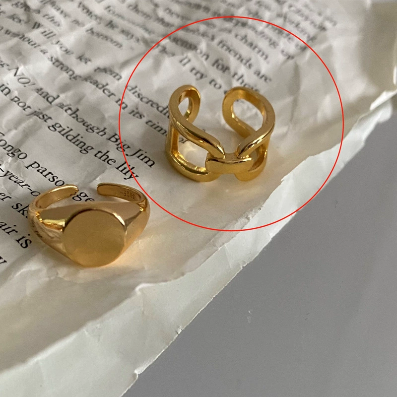 (Cross-border trading), fashionable one size retro golden ring, on index finger, simple and elegant design