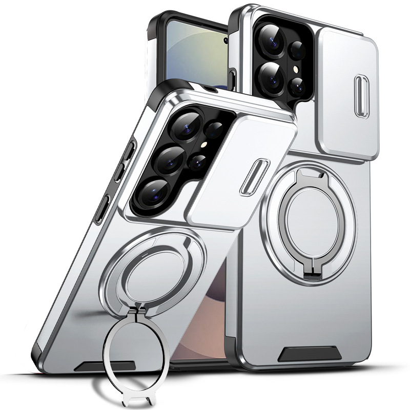 Suitable for Samsung S26Ultra Mobile Phone Case S25Edge Magnetic 360 Rotating Stand S24Fe Protective Case Anti-Fall 3