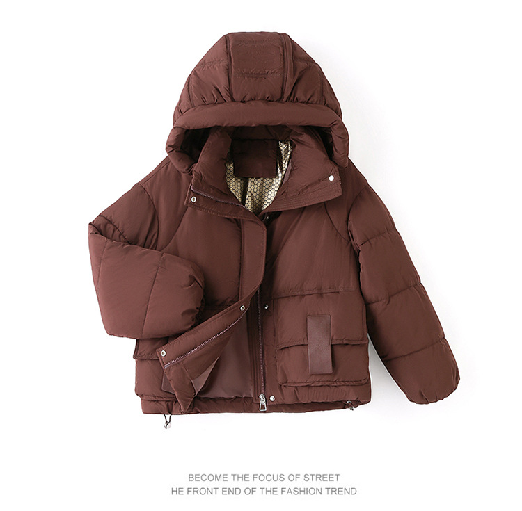 sieviešu īss korejiešu 2024. gada ziemas apģērbs, jauna brīva kokvilnas maza un bieza maizes jaka, moderna dūnu jaka_voghion.com