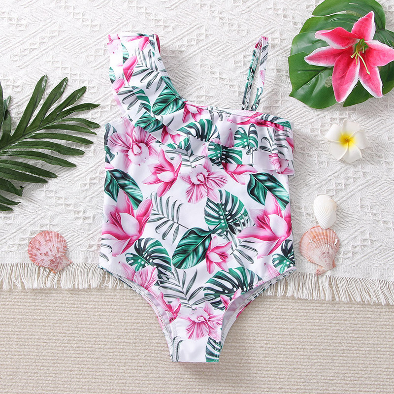 Girlu0027S Tropical Leaf Polyester One Pieces