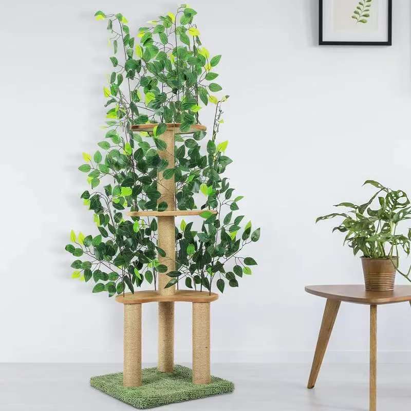 나무 고양이 등반 랙 고양이 둥지 고양이 나무 고양이 점프 플랫폼 고양이 장난감 고양이 잡아 열 녹색 장미 장식 기둥 고양이 등반