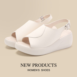 Foreign Trade Export Wedge Sandals for Women 2024 Summer New European and American Style Thick-Soled Waterproof Platform Platform Heel Open-Toe Sandals