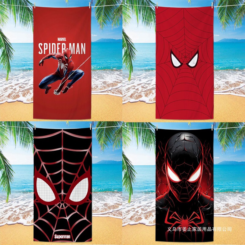 Cross-Border Foreign Trade Marvel Spider-Man Beach Towel, Ultra-Fine Fiber Absorbent Children's Cartoon Beach Bath Towel, Direct Delivery from the Manufacturer Cross-Border Foreign Trade Marvel Spider-Man Beach Towel, Ultra-Fine Fiber Absorbent Children's Cartoon Beach Bath Towel, Direct Delivery from the Manufacturer
