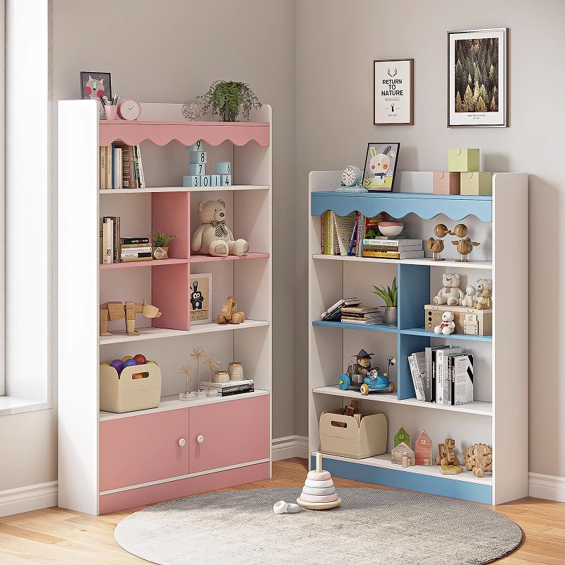 Children's bookshelf bookcase storage rack floor-standing classroom dust-proof student storage cabinet living room combination grid cabinet storage cabinet